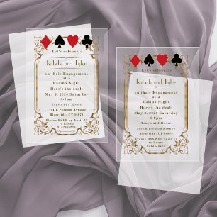 Luxus-Gold-Art-Deco-Casino-Night-Verlobung Acryleinladungen