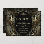 Luxus Gold Art Déco Friedhöfe Save the Date (Vorne/Hinten)