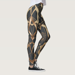 Luxus Gold Art Deco Geometrisches Muster Leggings