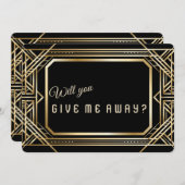 Luxus Gold Art Deco Große gibt mir weg Einladung (Vorne/Hinten)