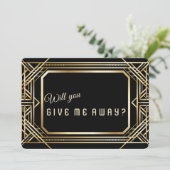 Luxus Gold Art Deco Große gibt mir weg Einladung (Stehend Vorderseite)