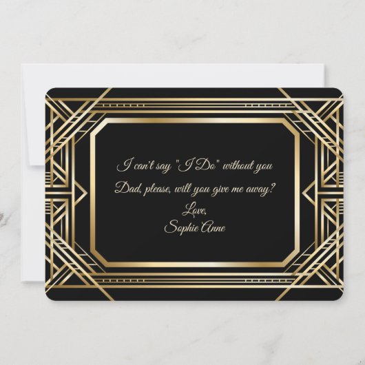 Luxus Gold Art Deco Große gibt mir weg Einladung (Rückseite)