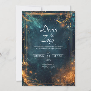 Luxus Gold Barock Himmel Sterne Nacht Hochzeit Einladung
