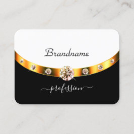 Luxus Gold Black and White Initials Rhinestones Visitenkarte