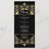 Luxus Gold Black Art Deco Roaring 20er Hochzeit Menükarte (Vorderseite)