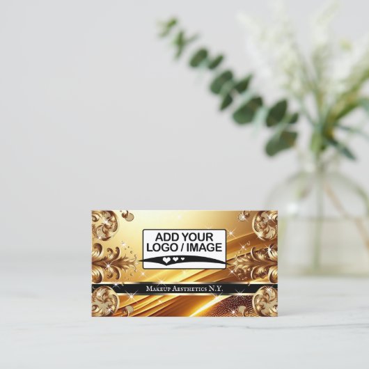 Luxus Gold Black Deluxe Golden mit Logo Visitenkarte (Stehend Vorderseite)