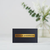 Luxus Gold & Black Leather Business Card Visitenkarte (Stehend Vorderseite)