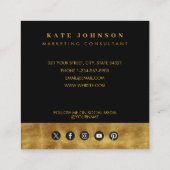 Luxus Gold & Black QR Code Social Media Square Quadratische Visitenkarte (Rückseite)