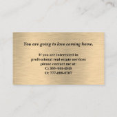 Luxus Gold & Black Real Anwesen Business Card Visitenkarte (Rückseite)