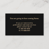 Luxus Gold & Black Real Anwesen Business Card Visitenkarte (Rückseite)
