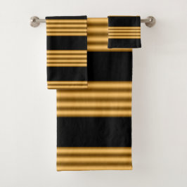 Luxus Gold Black Stripes Badhandtuch Set