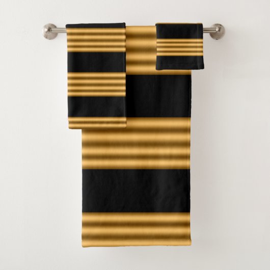 Luxus Gold Black Stripes Badhandtuch Set (Insitu)