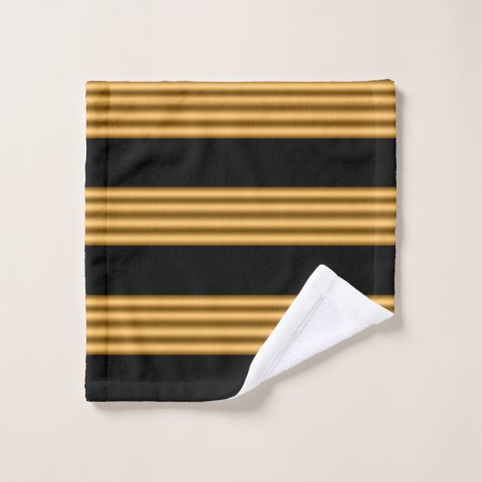 Luxus Gold Black Stripes Badhandtuch Set (Waschlappen)