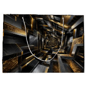 Luxus Gold Blau 3D Würfel Tunnel Große Geschenktüte (Rückseite)