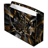 Luxus Gold Blau 3D Würfel Tunnel Große Geschenktüte (Rückseite Schrägansicht)