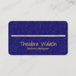 Luxus Gold Blue Floral Beruflich Visitenkarte