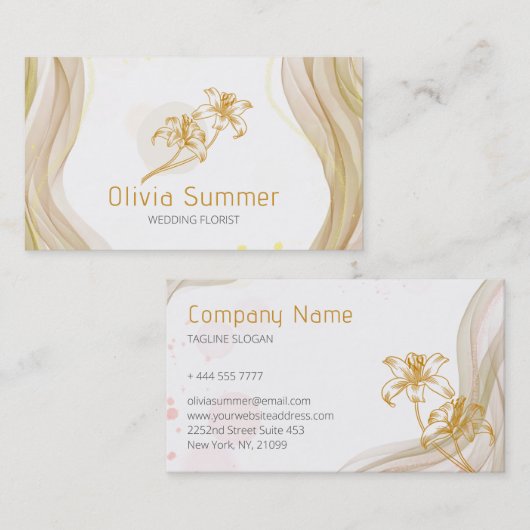 Luxus Gold Blume Visitenkarte (Vorne/Hinten)