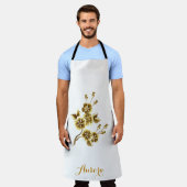Luxus-Gold-Blumen-Glitter-Typografie Schürze (Getragen)