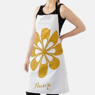 Luxus-Gold-Blumen-Glitter-Typografie Schürze