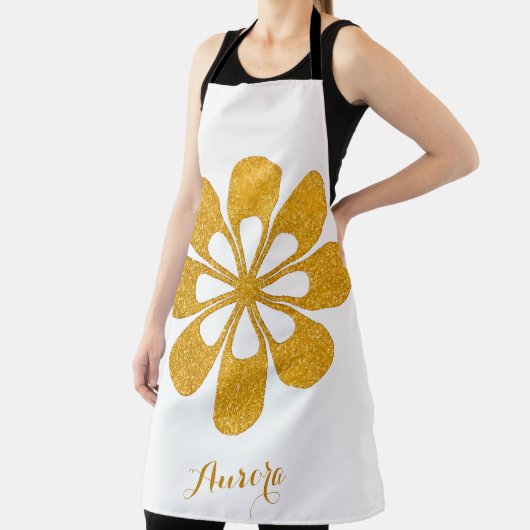 Luxus-Gold-Blumen-Glitter-Typografie Schürze (InSitu)