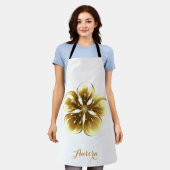 Luxus-Gold-Blumen-Glitter-Typografie Schürze (Getragen)