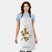 Luxus-Gold-Blumen-Glitter-Typografie Schürze (Getragen)