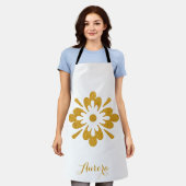 Luxus-Gold-Blumen-Glitter-Typografie Schürze (Getragen)