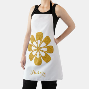 Luxus-Gold-Blumen-Glitter-Typografie Schürze