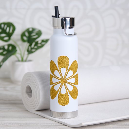 Luxus-Gold-Blumen-Glitter-Typografie Trinkflasche (Yoga)