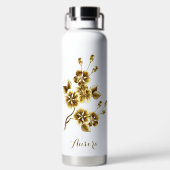 Luxus-Gold-Blumen-Glitter-Typografie Trinkflasche (Rückseite)