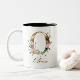 Luxus-Gold-Blumen-Initiale O Zweifarben-Kaffeetass Zweifarbige Tasse