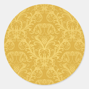 Luxus-Gold-Blumen-Tapete Runder Aufkleber