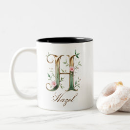 Luxus-Gold-Blumeninitial H Zweifarben-Kaffeetasse Zweifarbige Tasse