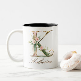 Luxus-Gold-Blumeninitial K Zweifarben-Kaffeetasse Zweifarbige Tasse