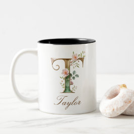 Luxus-Gold-Blumeninitial-T-Zweitön-Becher Zweifarbige Tasse
