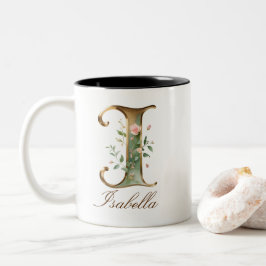 Luxus-Gold-Blumeninitiale I Zweifarben-Kaffeetasse Zweifarbige Tasse
