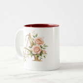 Luxus-Gold-Blumenmonogramm A Tasse Premium Elegant (Vorderseite Links)