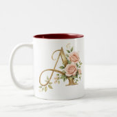 Luxus-Gold-Blumenmonogramm A Tasse Premium Elegant (Links)