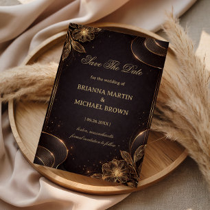 Luxus-Gold-Blumenwelle Save The Date