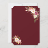 Luxus Gold Blush Pink Floral Burgundy Hochzeit Einladung (Rückseite)
