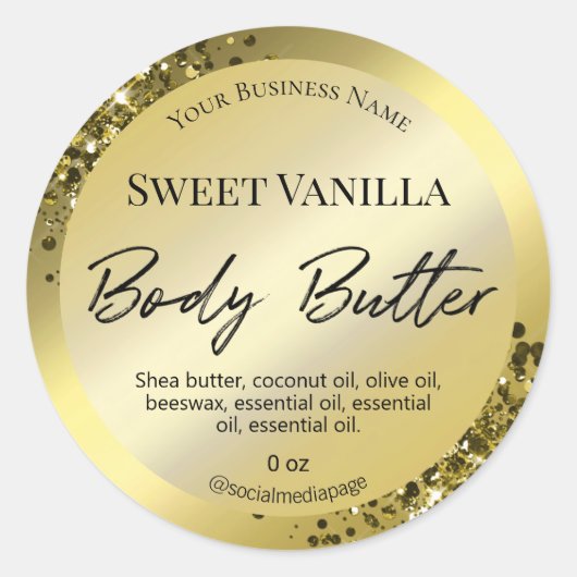 Luxus Gold Body Butter Labels Runder Aufkleber (Vorderseite)