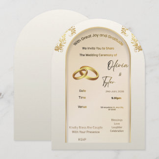 Luxus-Gold-Bogen-Hochzeitseinladung – Eleganter Mo Einladung