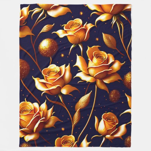 Luxus Gold Boho Rose Moderne Kollektion Fleecedecke (Vorderseite)