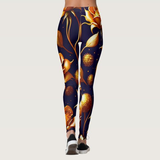 Luxus Gold Boho Rose Moderne Kollektion Leggings (Rückseite)