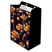 Luxus Gold Boho Rose Moderne Kollektion Mittlere Geschenktüte (Rückseite Schrägansicht)