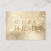 Luxus gold Bokeh Salon Wellness-Center Kunde Empfehlungskarte (Vorderseite)