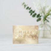 Luxus gold Bokeh Salon Wellness-Center Kunde Empfehlungskarte (Stehend Vorderseite)