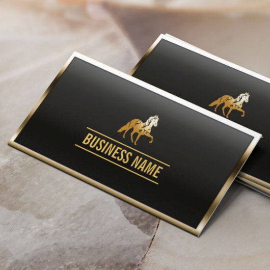Luxus Gold Border Horse Equine Visitenkarte