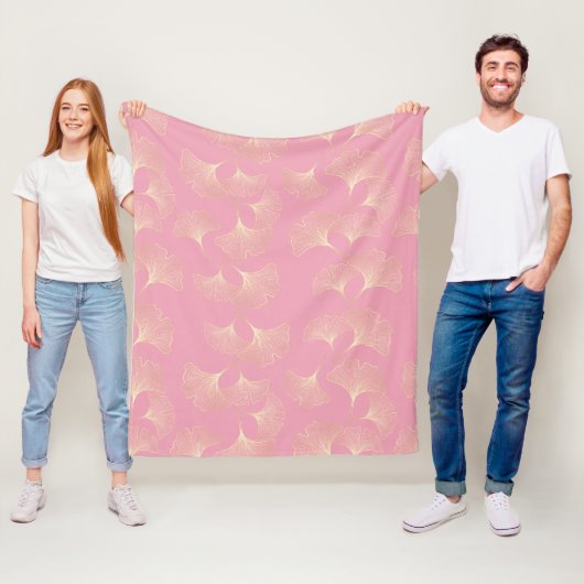 Luxus-Gold-Botanik-Blatt-Blush-Rosa-Muster Fleecedecke (Beispiel)