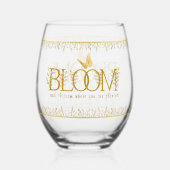 Luxus Gold Botanische Flora "BLOOM" Trinkbehälter  Weinglas Ohne Stiel (Rückseite)